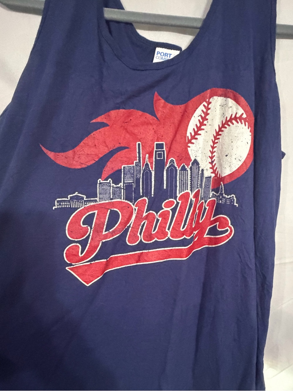 Port and Company Navy Tank with Red and White Philly Baseball Graphic